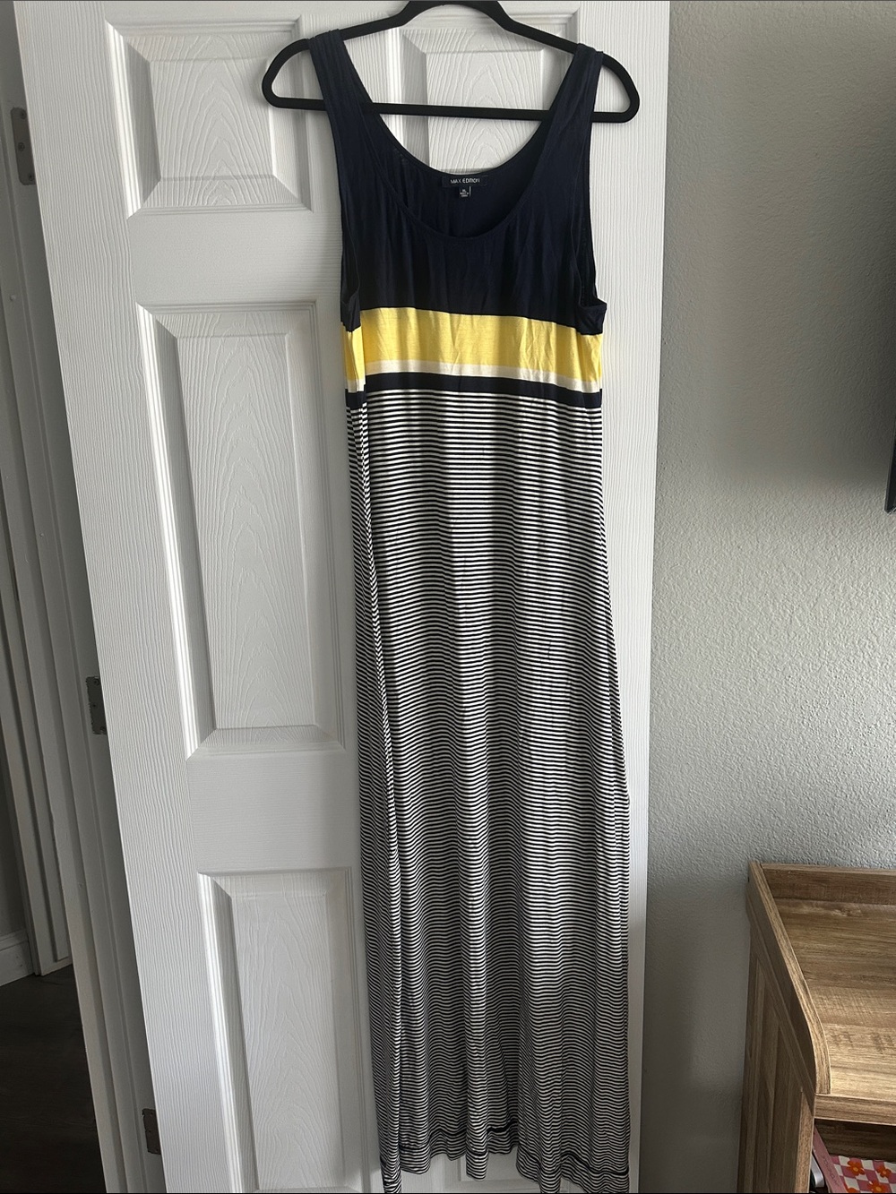 Max Edition Navy, Yellow & Black Striped Maxi Dress